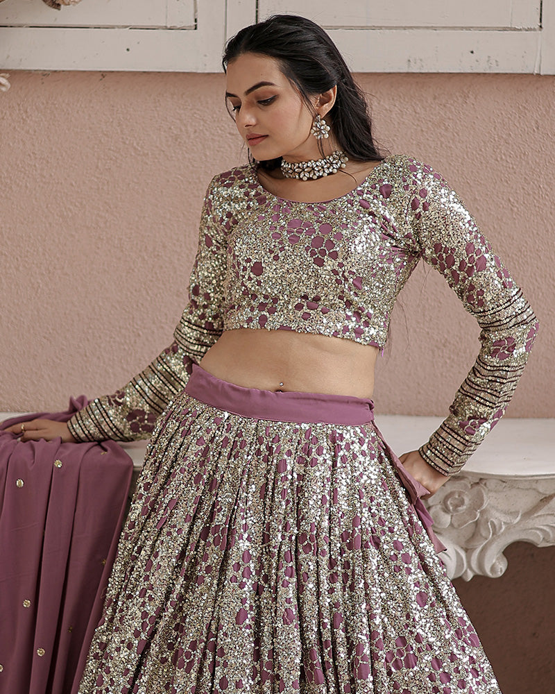 Wedding Wear Onion Color Soft Georgette Embroidery Lehenga Choli