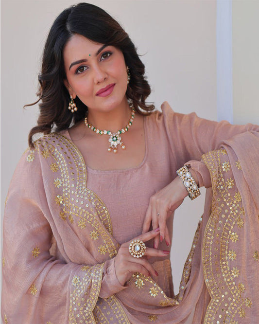 Peach Color Fendi Chiffon Gown