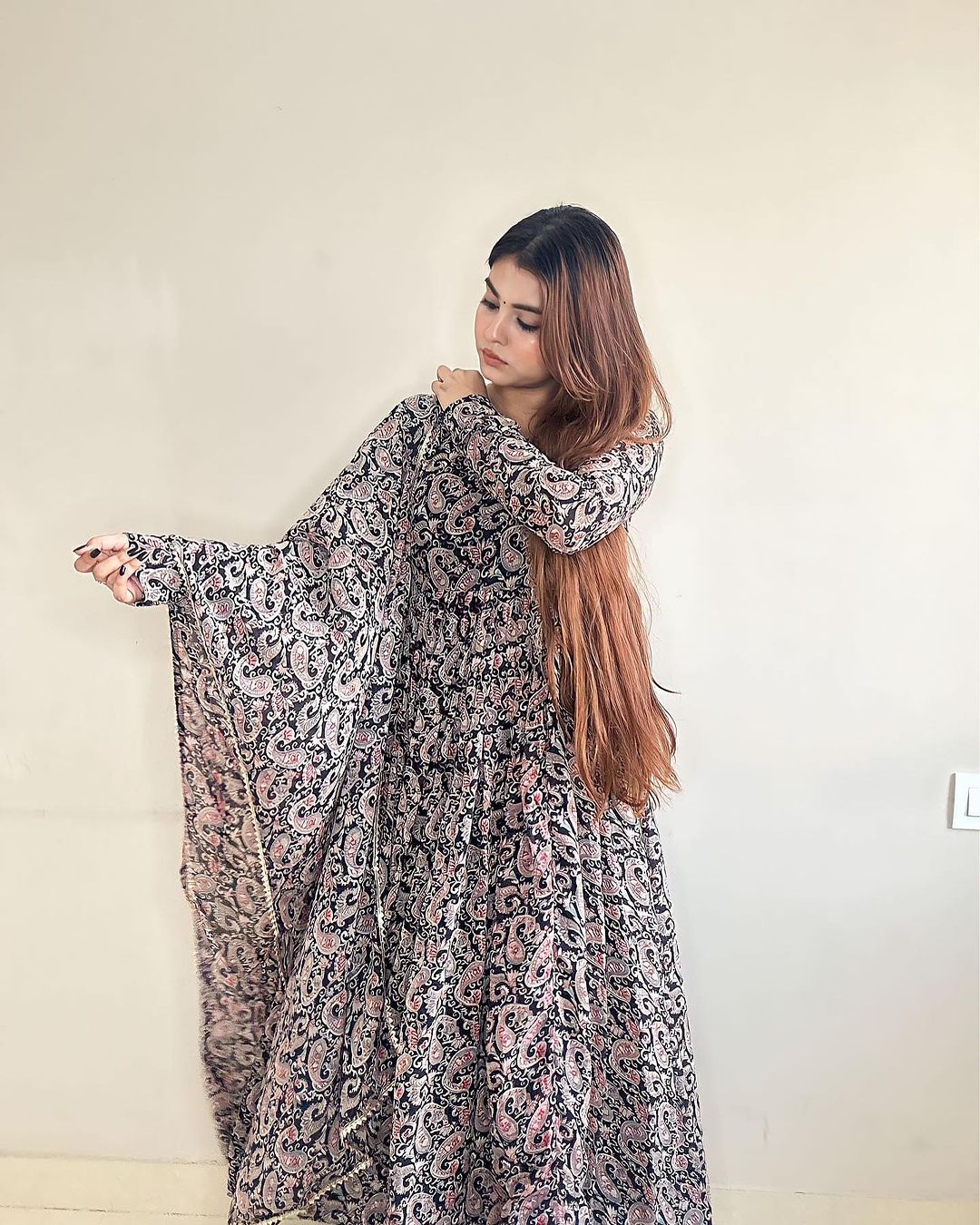 Kanak Mishra Black Colour Anarkali Three Piece Suit