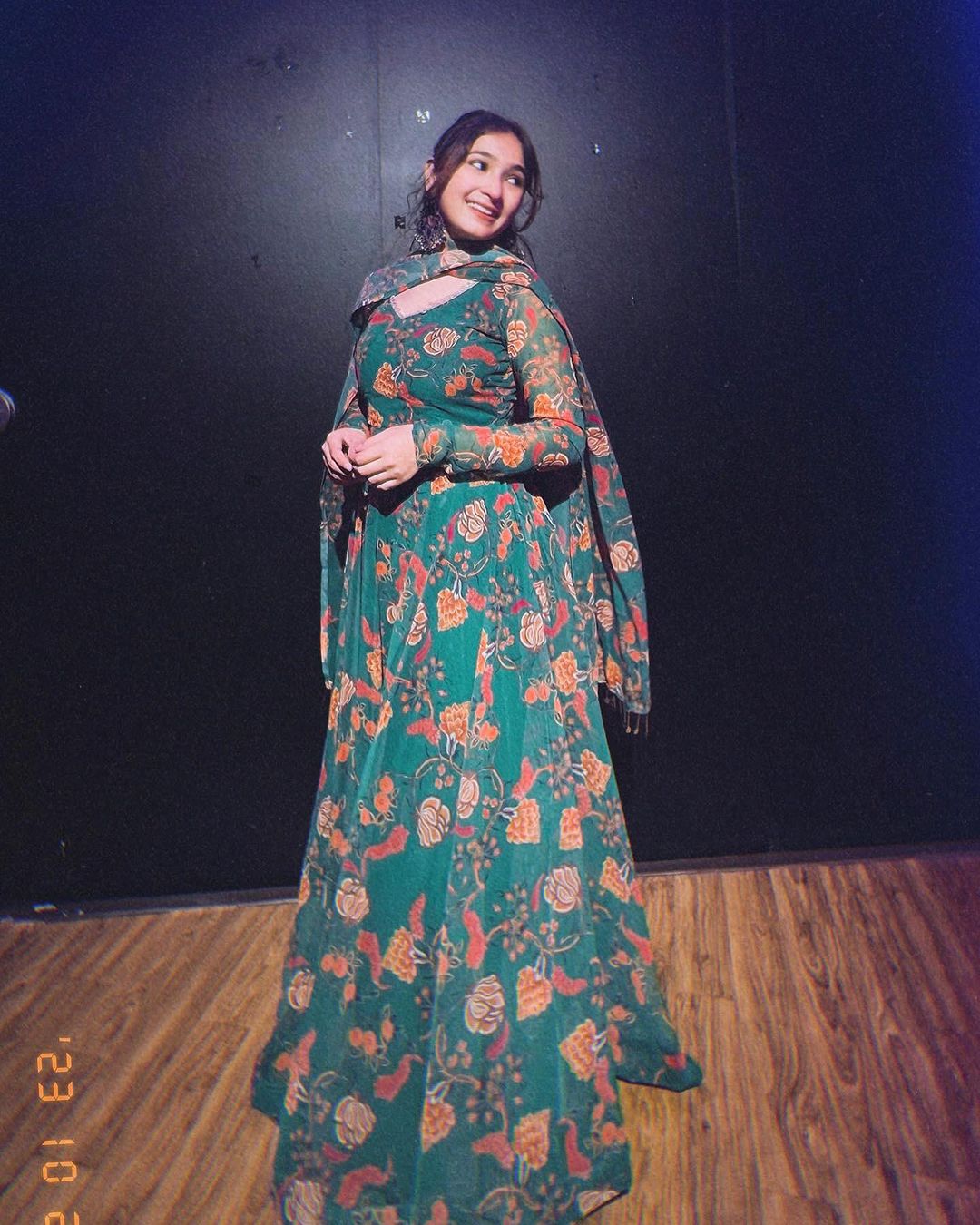 Kiran Rana in Green Colour Printe Floor Length Two Piece Anarkali Suit