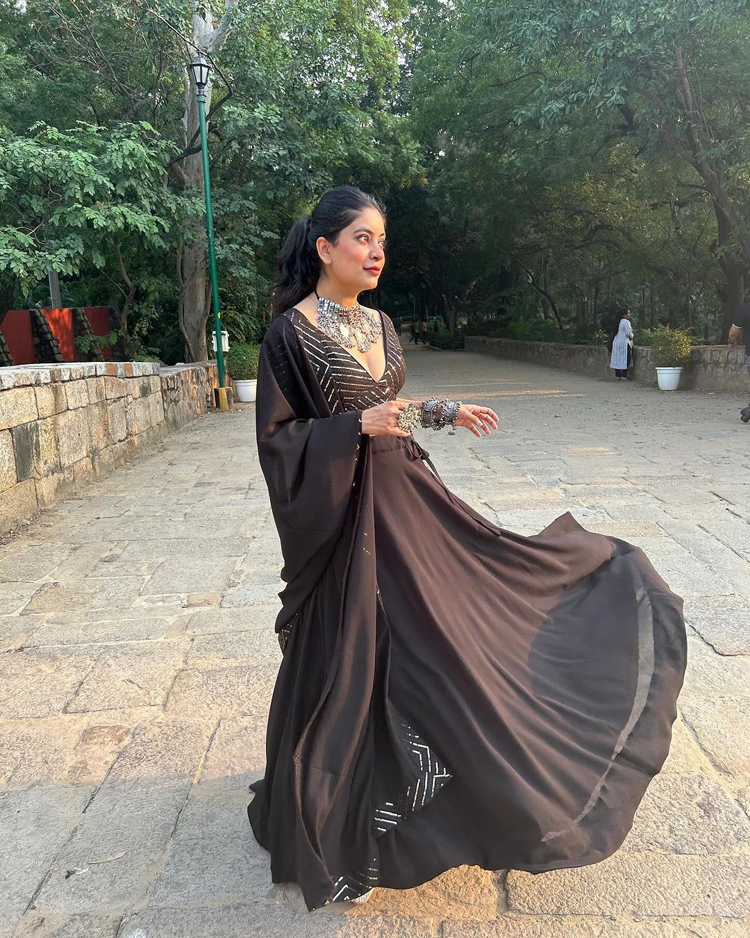 Tinaa in Black Full Flairy Pure Soft Georgette Full Stitched Lehenga Choli