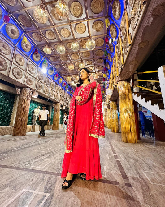 Jelina in Rani Pink Color Soft Georgette With Heavy Embroidery Work Dupatta Anarkali Suit