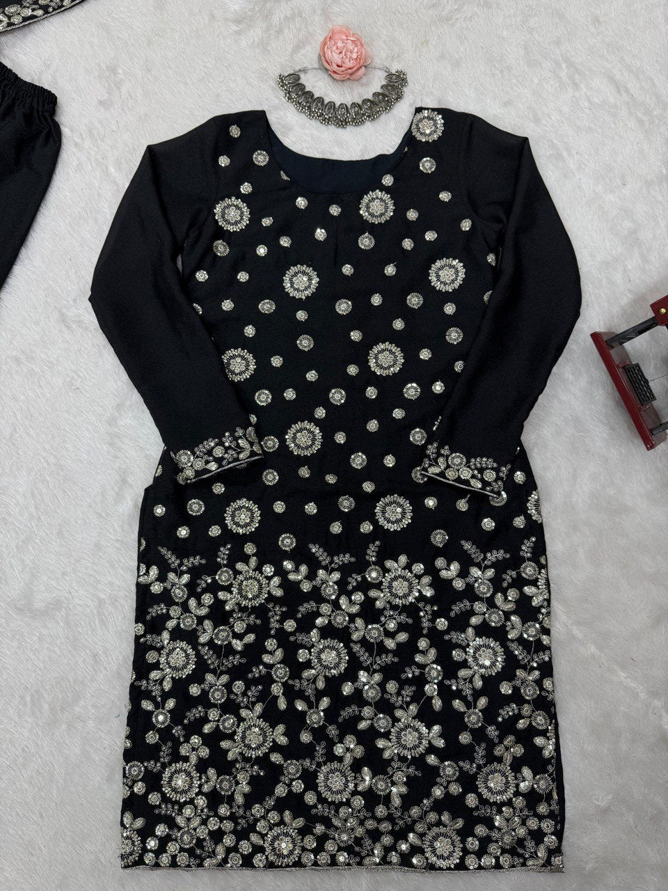 New Design Chinon Silk Thread With Sequence Work Top Sharara