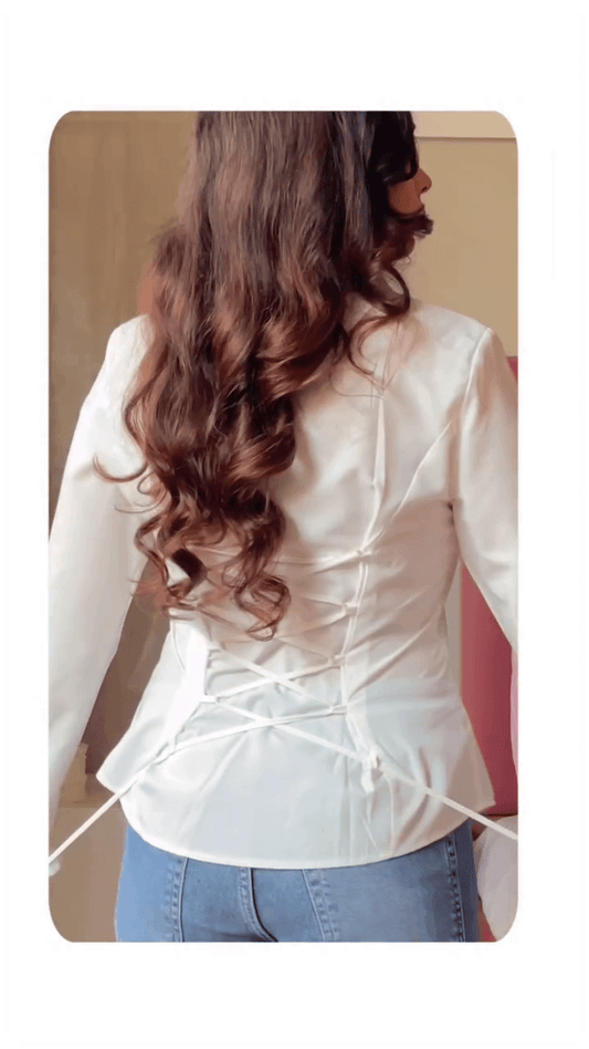 White Lace-Up Back Shirt – Classic with a Modern Twist