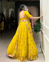 Yellow Color Georgette Embroidered Lehenga Choli