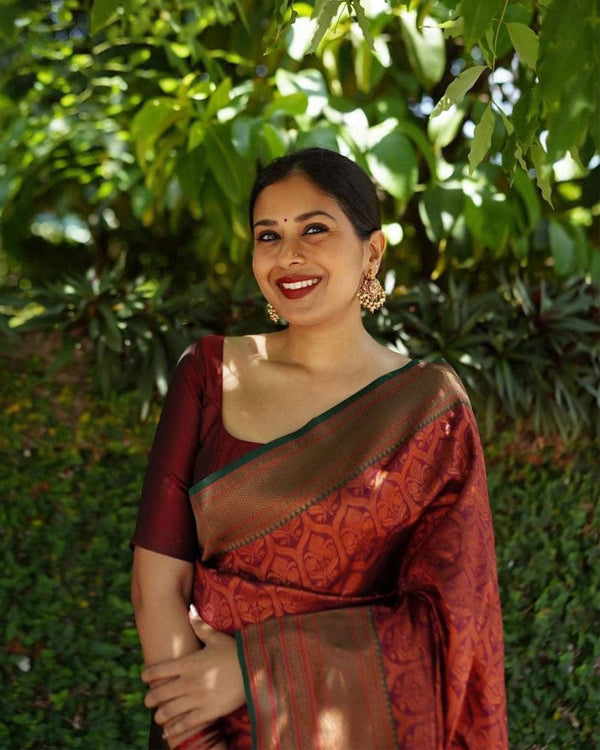 Brown Color Soft Lichi Silk Saree