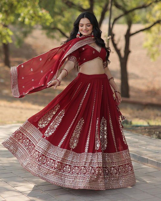 Maroon  Color Designing Blooming Lehenga Choli