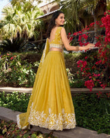Yellow Color Gold Crush Lehenga Choli
