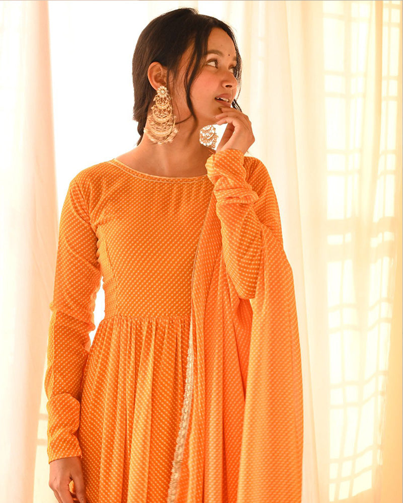 Beautiful Four Color Three Layer Georgette Printed Gown