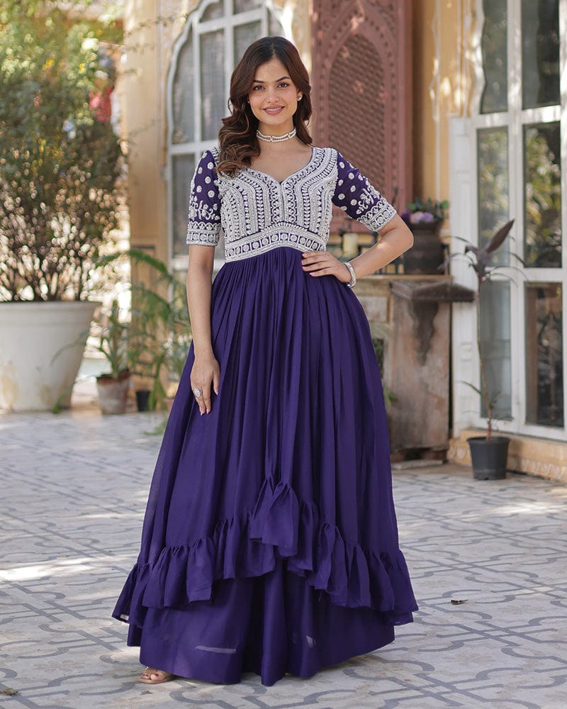 Purple Color Western Style Embroidered Lehenga Choli