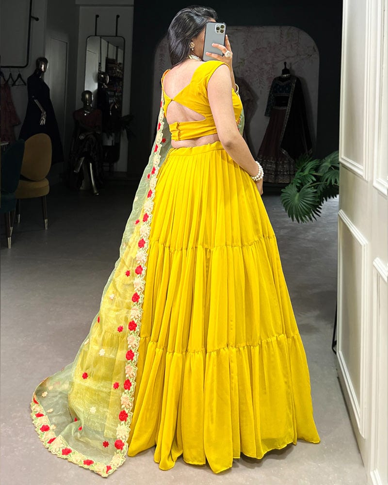 Mustard Color Georgette Lehenga Choli