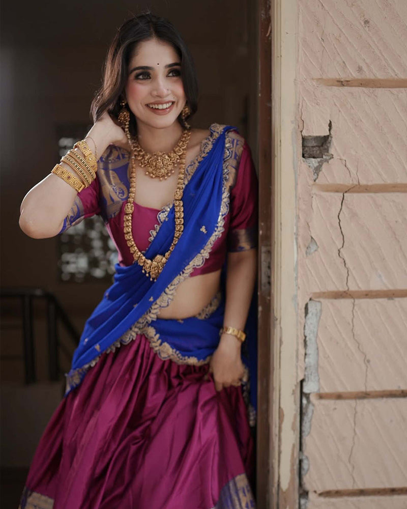 Pratiksha In Pink Color Narayan Pattu Silk Designer Lehenga Choli