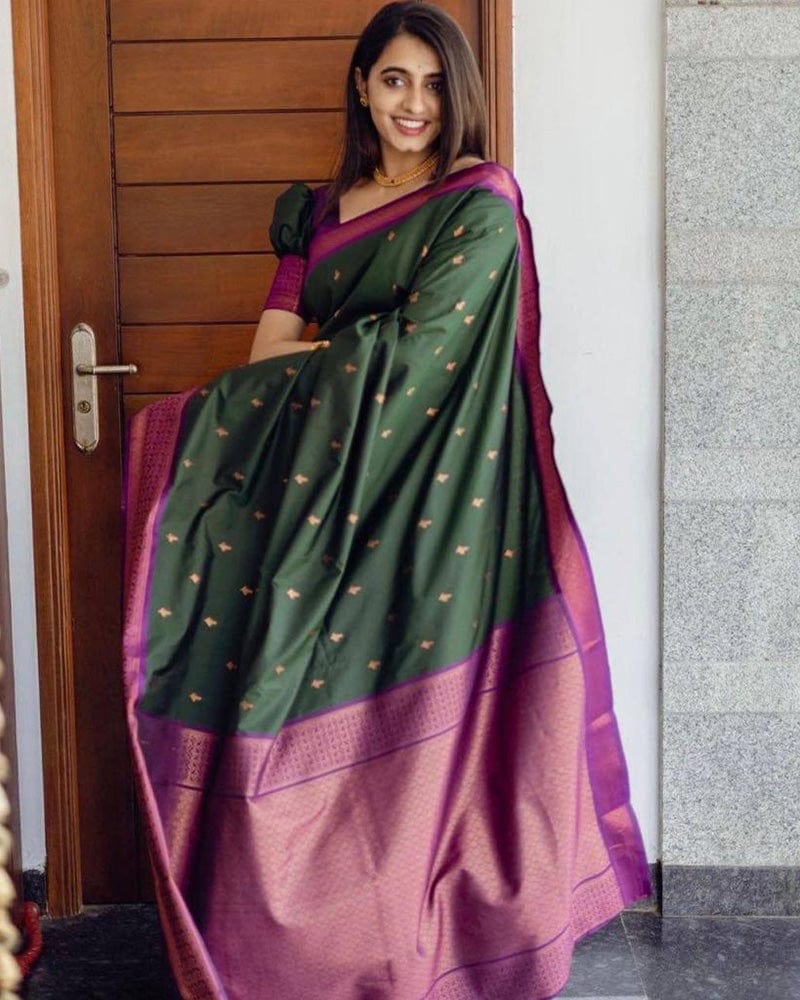 Green Color Banarasi Soft Silk Saree