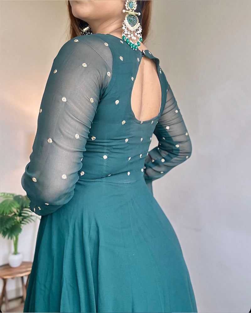 Kanak Mishra In Green Color Georgette Anarkali Three Piece Suit