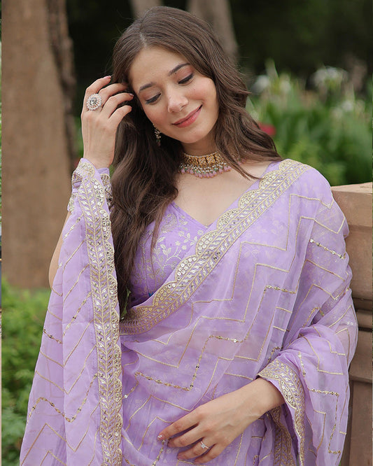 Lavender Color Pure Viscose Jacquard Lehenga Choli