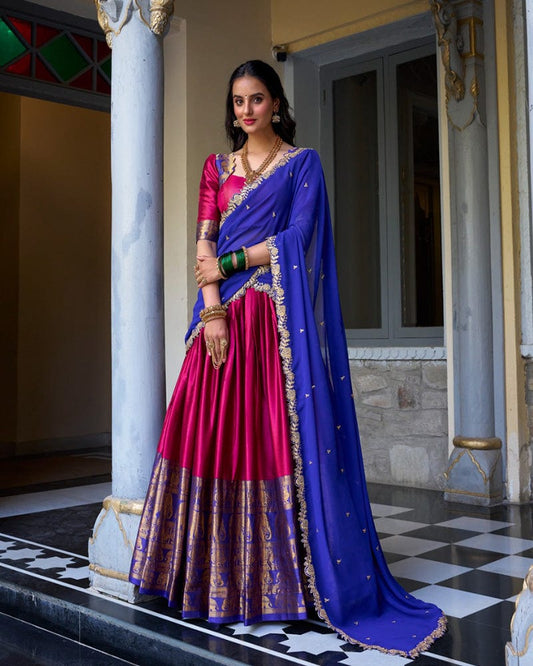 Pink Color Narayan Pattu Silk Designer Lehenga Choli