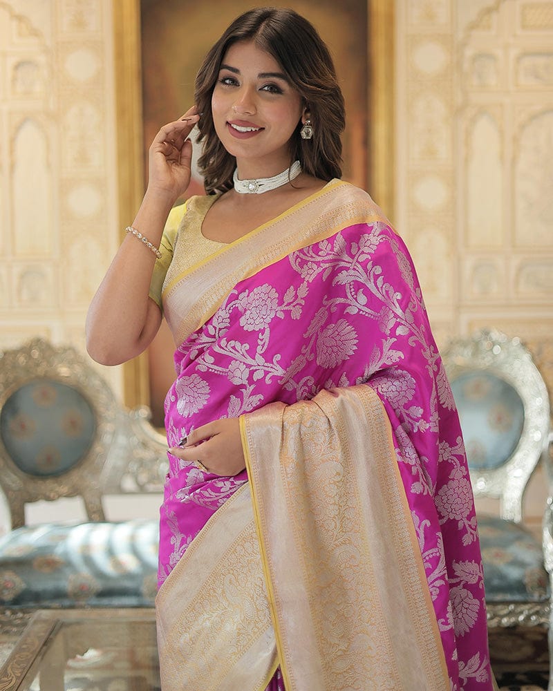 Pink Color Kanjivaram Soft Silk Saree