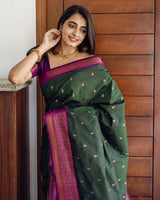 Green Color Banarasi Soft Silk Saree