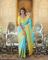 Sky Blue Color Kanjivaram Soft Silk Saree
