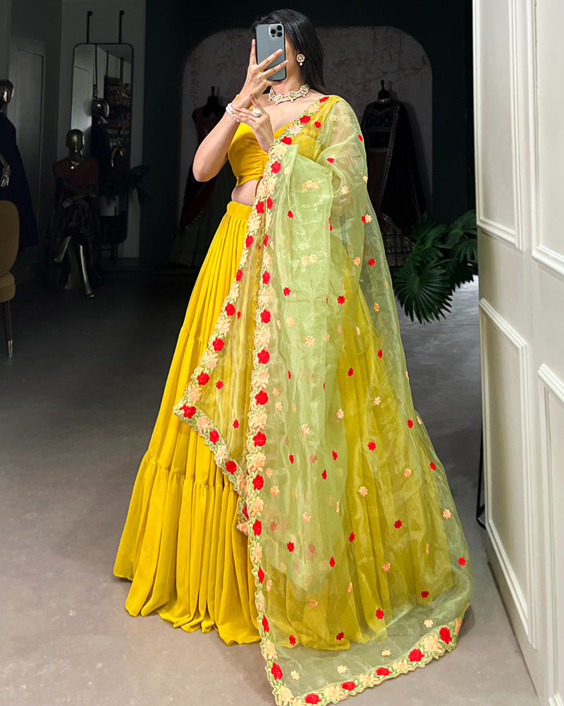 Mustard Color Georgette Lehenga Choli