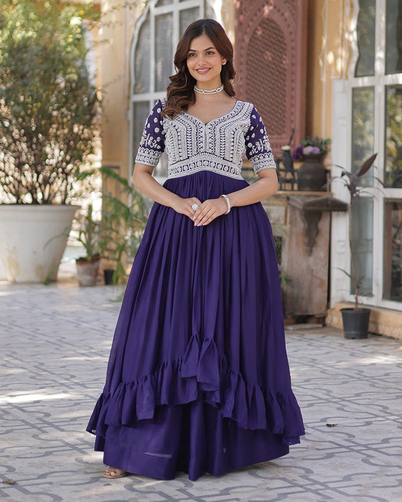 Purple Color Western Style Embroidered Lehenga Choli
