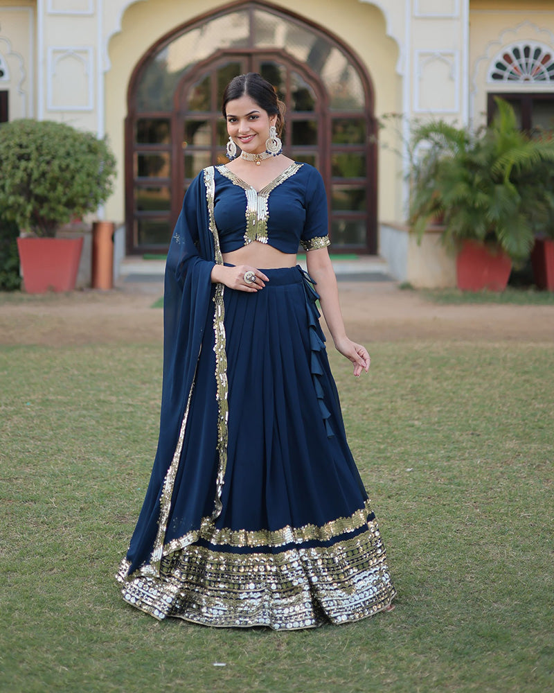 Rama Color Georgette Sequence Embroidery Lehenga Choli