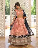 Light-Pink Color Pure Viscose Jacquard Lehenga Choli