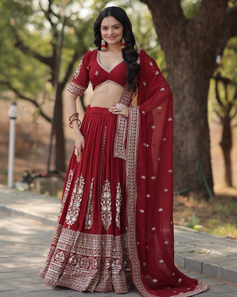 Maroon  Color Designing Blooming Lehenga Choli