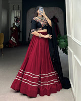 Maroon Color Rayon Full Stitched Navratri Lehenga Choli