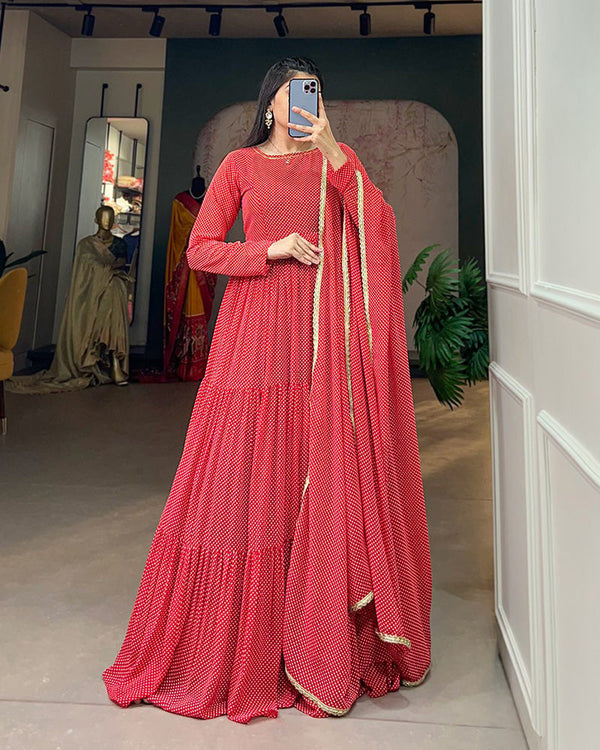 Beautiful Four Color Three Layer Georgette Printed Gown