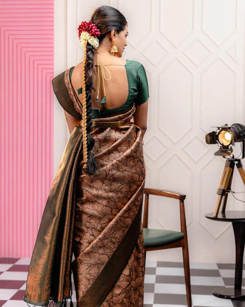 Cream Color Banarasi Jacquard Soft Silk Saree