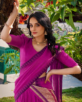 Pink Color Pure Chanderi Plain Lehenga Choli