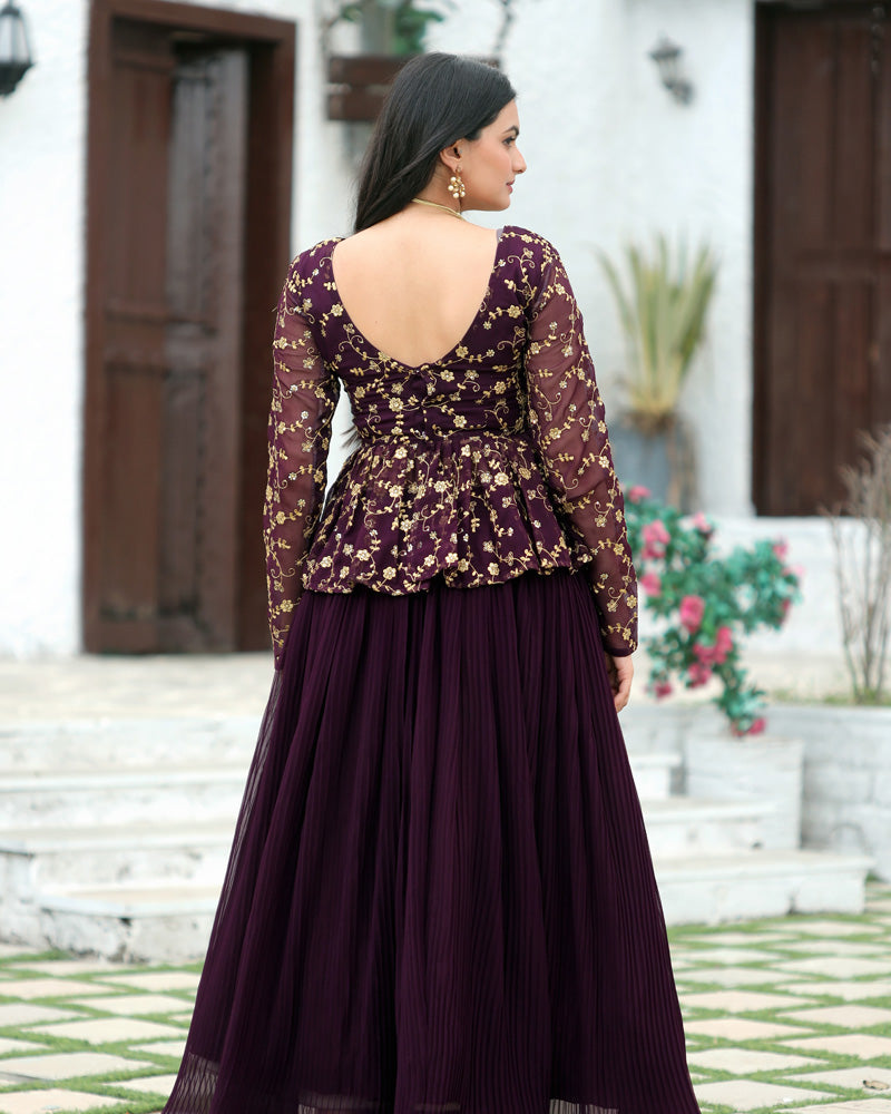 Wine Color Designer Sequins Embroidery Ready to Wear Lehenga Choli