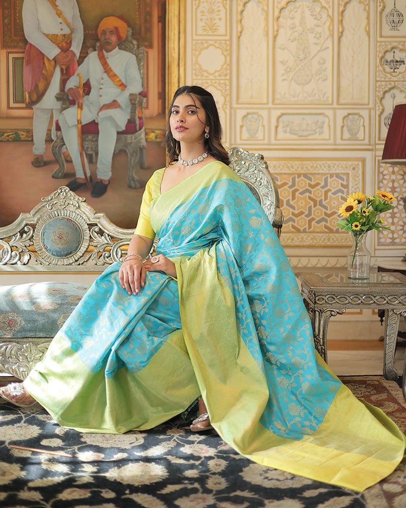 Sky Blue Color Kanjivaram Soft Silk Saree