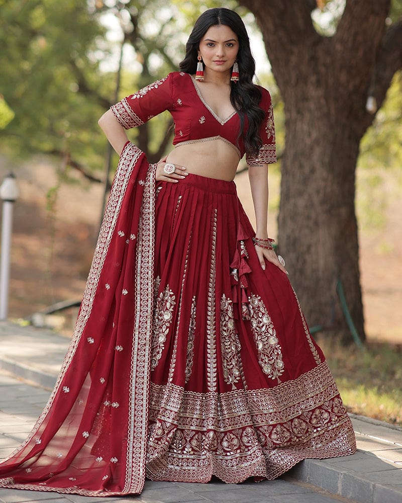Maroon  Color Designing Blooming Lehenga Choli