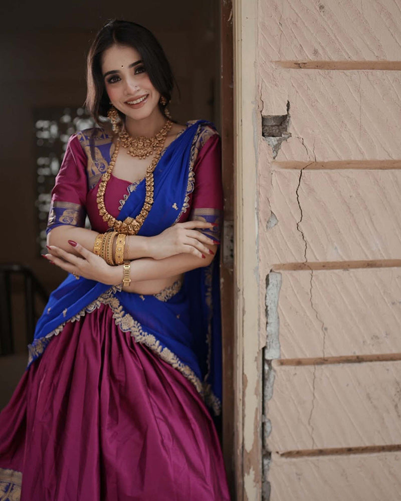 Pratiksha In Pink Color Narayan Pattu Silk Designer Lehenga Choli