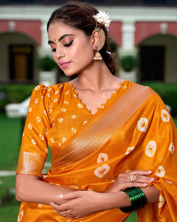 Mustard Color Dola Silk Shibori Print Lehenga Choli