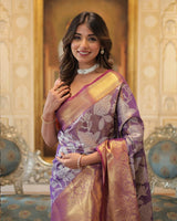 Purple Color Kanjivaram Soft Silk Saree