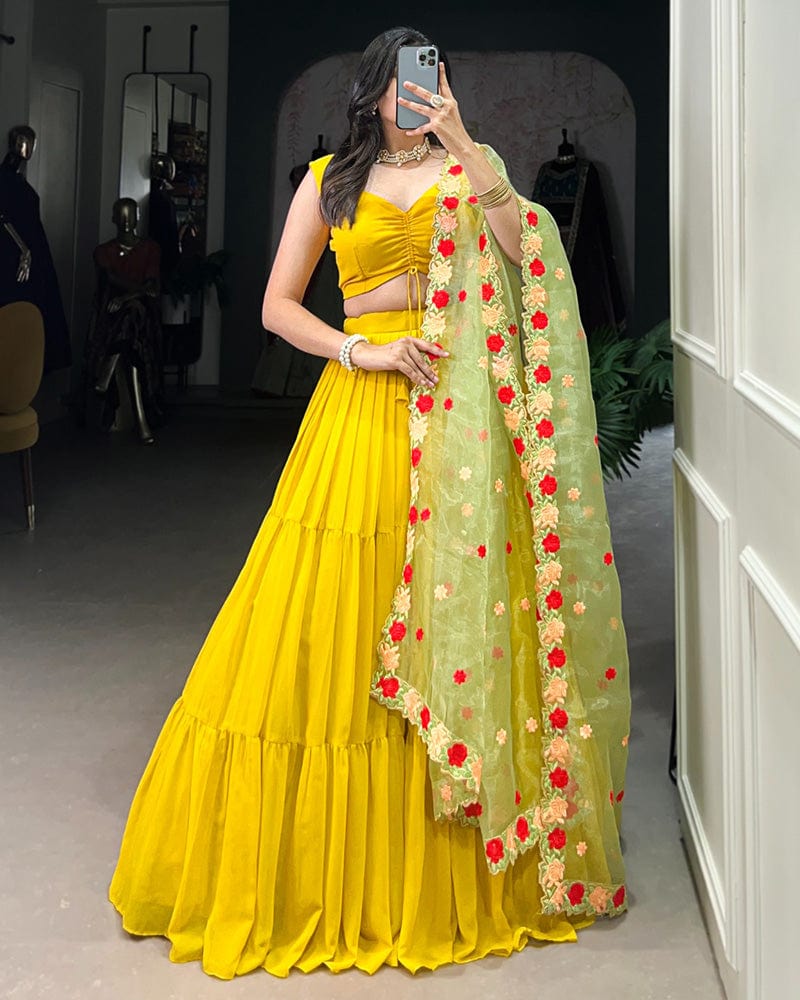 Mustard Color Georgette Lehenga Choli