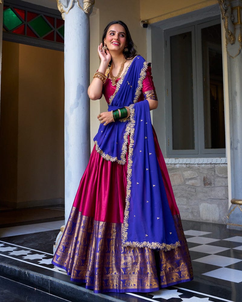 Pink Color Narayan Pattu Silk Designer Lehenga Choli