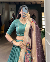 Sea Green Color Pure Chinon Silk Plain Lehenga Choli