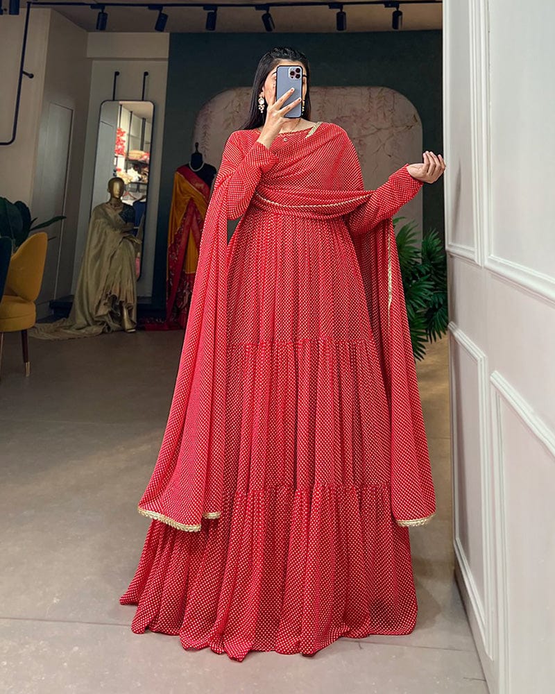 Beautiful Four Color Three Layer Georgette Printed Gown