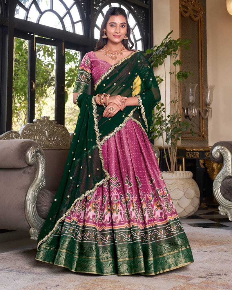 Pink Color Kanchipuram Lehenga Choli