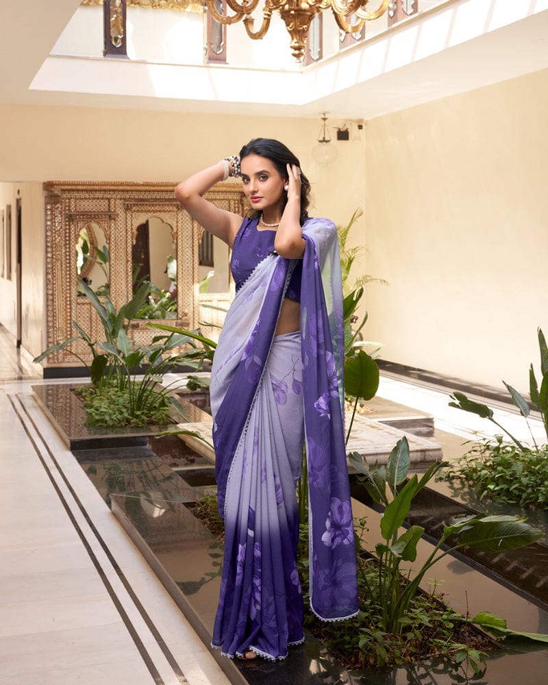 lavender Color Weightless Marble Saree