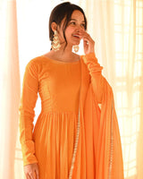 Beautiful Four Color Three Layer Georgette Printed Gown