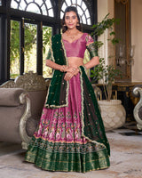 Pink Color Kanchipuram Lehenga Choli