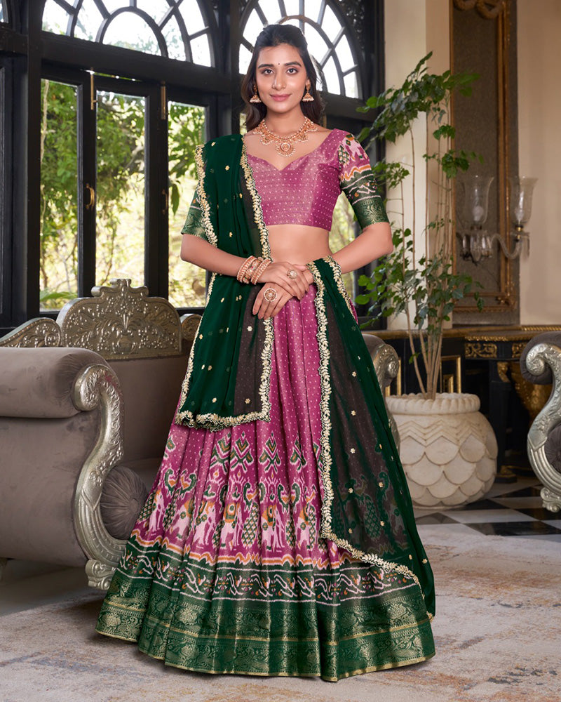 Pink Color Kanchipuram Lehenga Choli