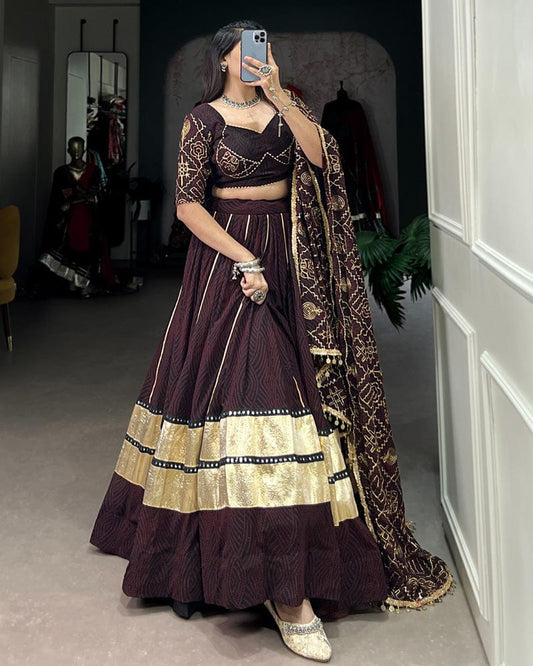 Brown Color Georgette Navratri Lehenga Choli