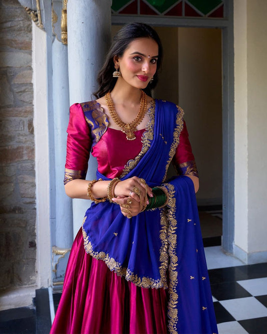 Pink Color Narayan Pattu Silk Designer Lehenga Choli