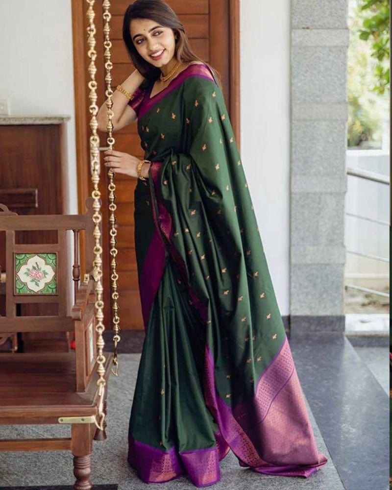 Green Color Banarasi Soft Silk Saree